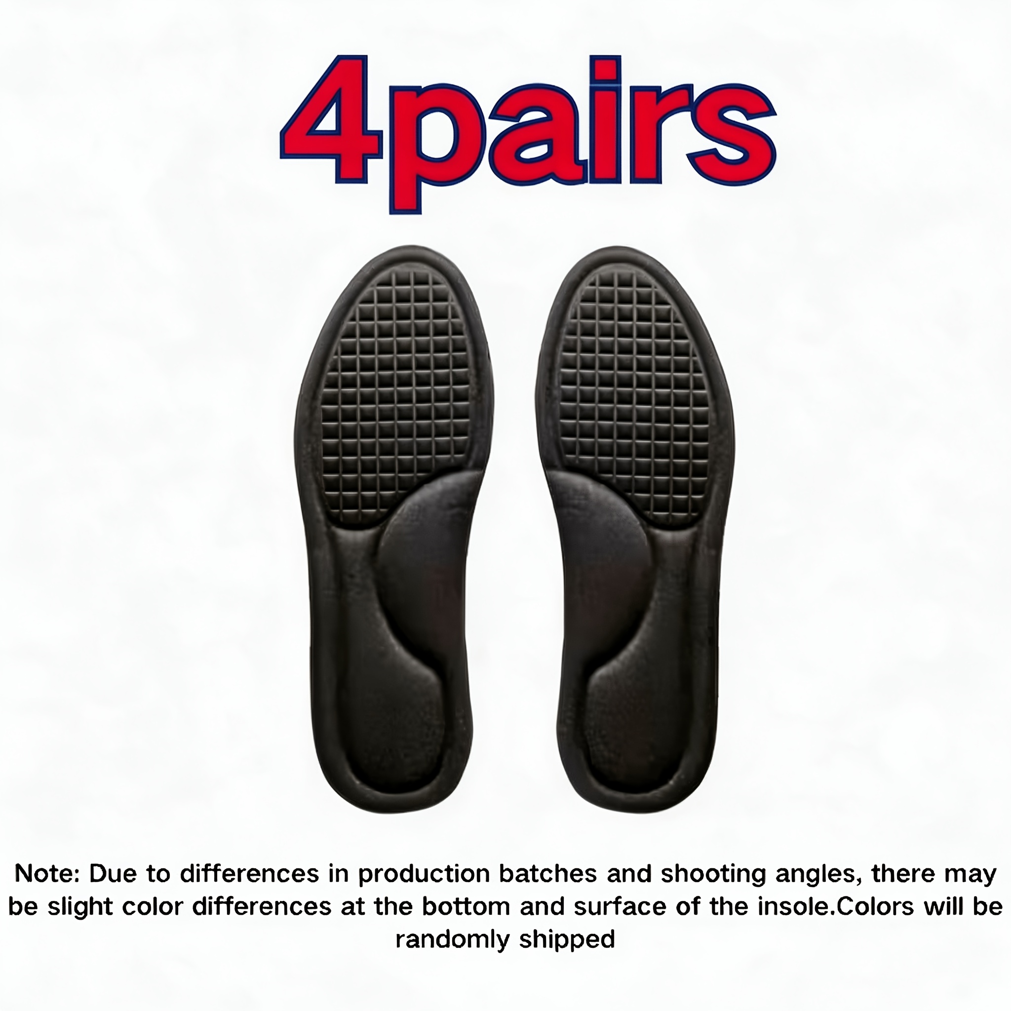 TEMU 4 paires de semelles intérieures en mousse à mémoire de pour hommes et femmes, inserts de chaussures à absorption des chocs et haute élasticité,
