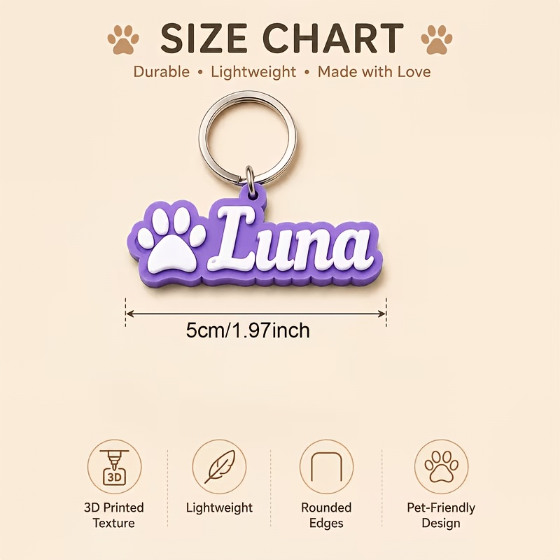 Personalized Acrylic Pet ID Tag with Paw Print Design