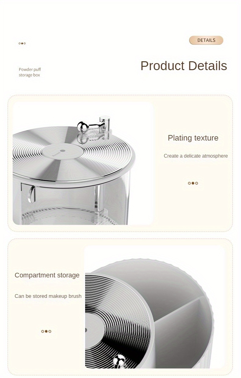 luxury 3c rotating makeup brush puff storage box dustproof multi layer design independent   desk organizer for dressing table bathroom office home use countertop mounting no electricity needed countertop organizer sleek aesthetic durable plastic makeup storage organizer makeup organizer for vanity Product details 9