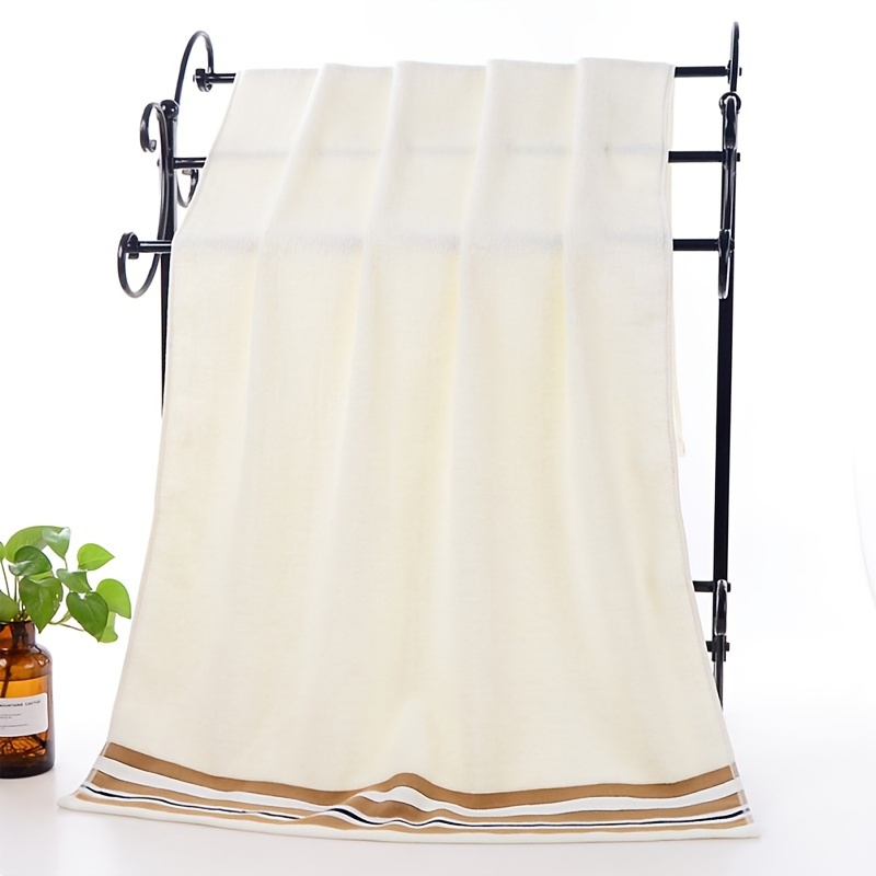 luxury oversized bath towel 600 gsm 100 spun   absorbent fast drying hotel   towel 28 x 56 inches blue khaki white   home or hotel use details 2