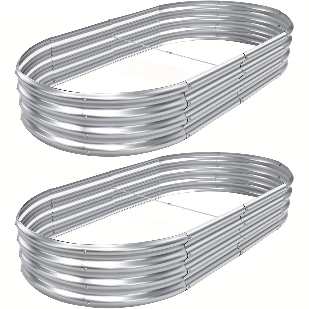 TEMU 2 Paquets de Jardinières Surélevées 6×3×1 Pieds, de Jardin Extérieurs Galvanisés, Grand Bac Métallique Ovale pour Jardinage de Légumes