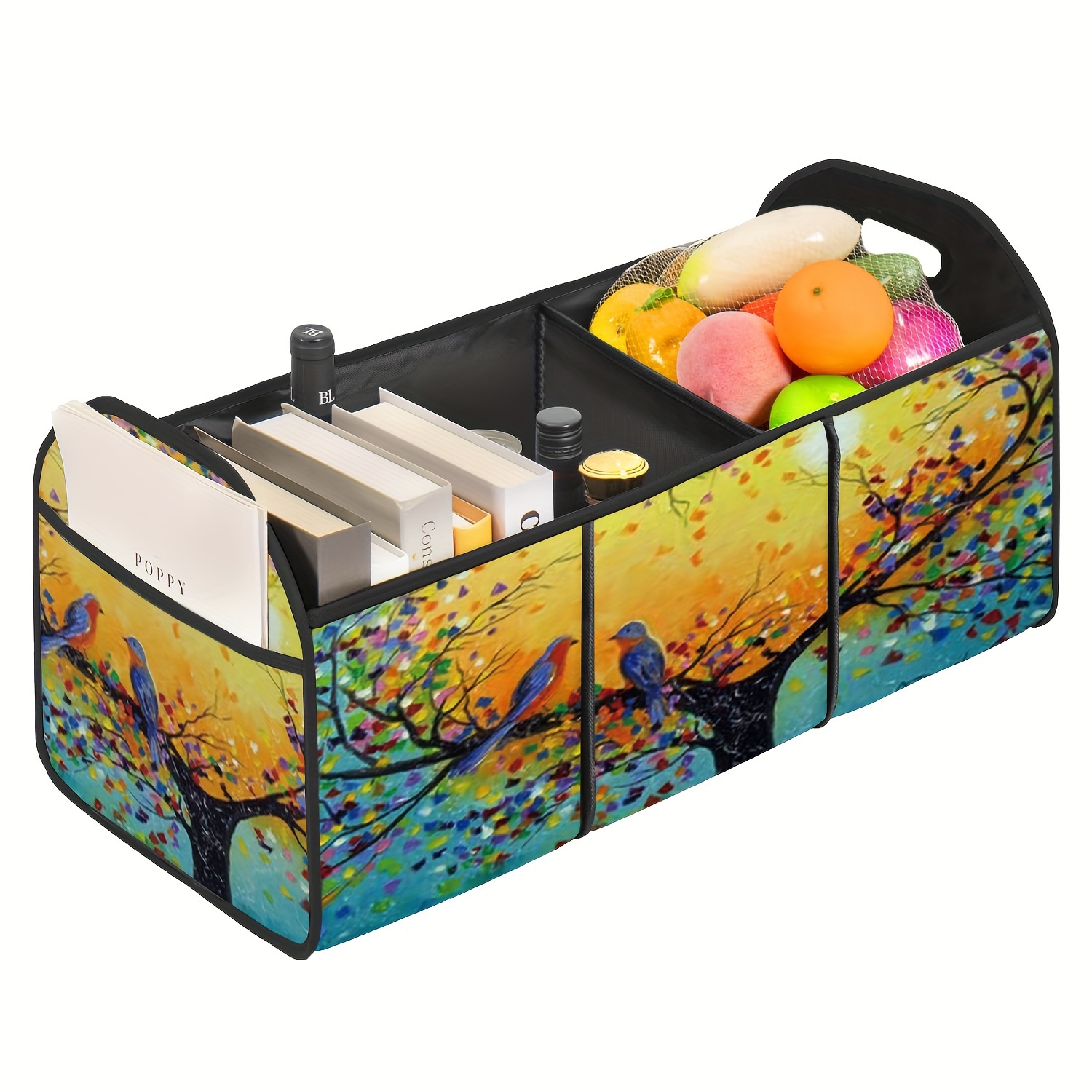 

1pc Sunset Printed Car Trunk Storage Bag, Convenient, Foldable, Waterproof Car Trunk Organizer, Car Storage Box For Suv, Truck, Van, Sedan