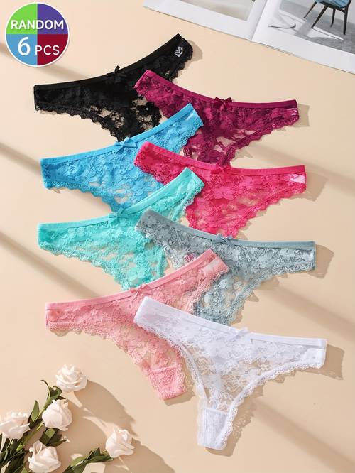 6 pack womens lace underwear soft low briefs in assorted colors white beige minimalist everyday vacation panties for casual attire beach and special occasions lingerie essentials daily wear seamless design breathable material womens underwear vacation essentials womens thong on women underwear pack satin pantie