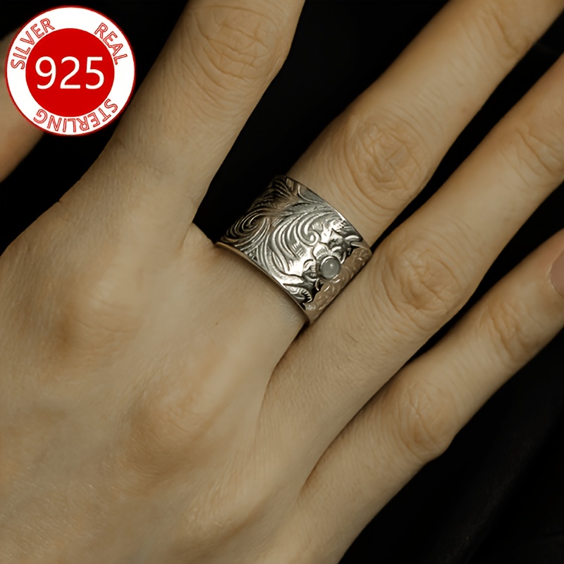 925 Sterling Silver Adjustable Moonlight Floral Ring