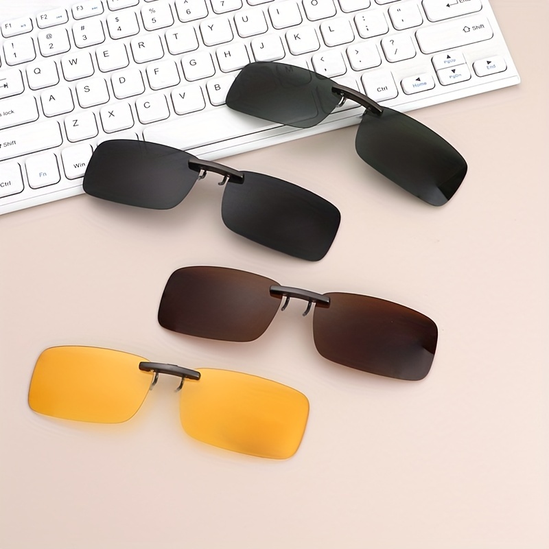 

Polarized Clip-on Sunglasses Photochromic Rectangle Rimless Flip Up Anti-glare Driving Glasses (with Case)