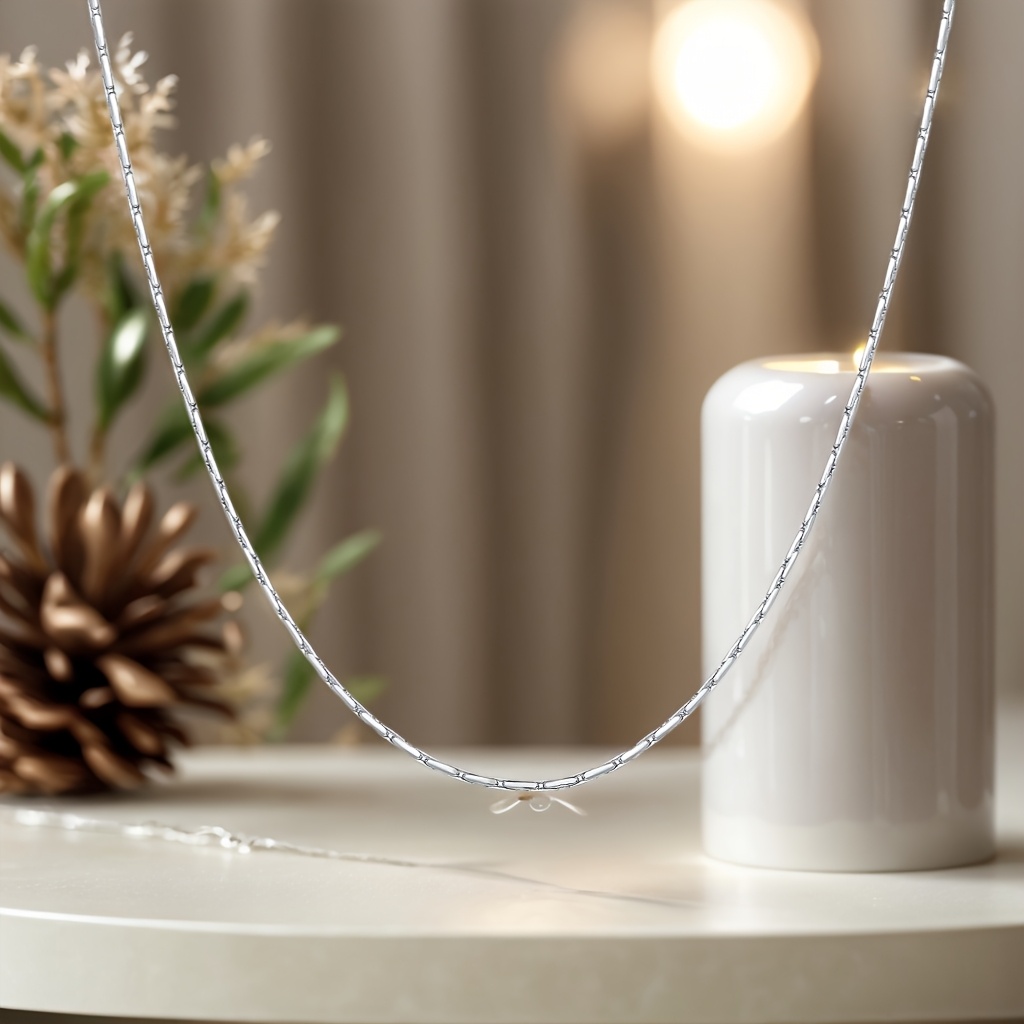 S925 Silver-Plated Bamboo Joint Chain Necklace, Unisex
