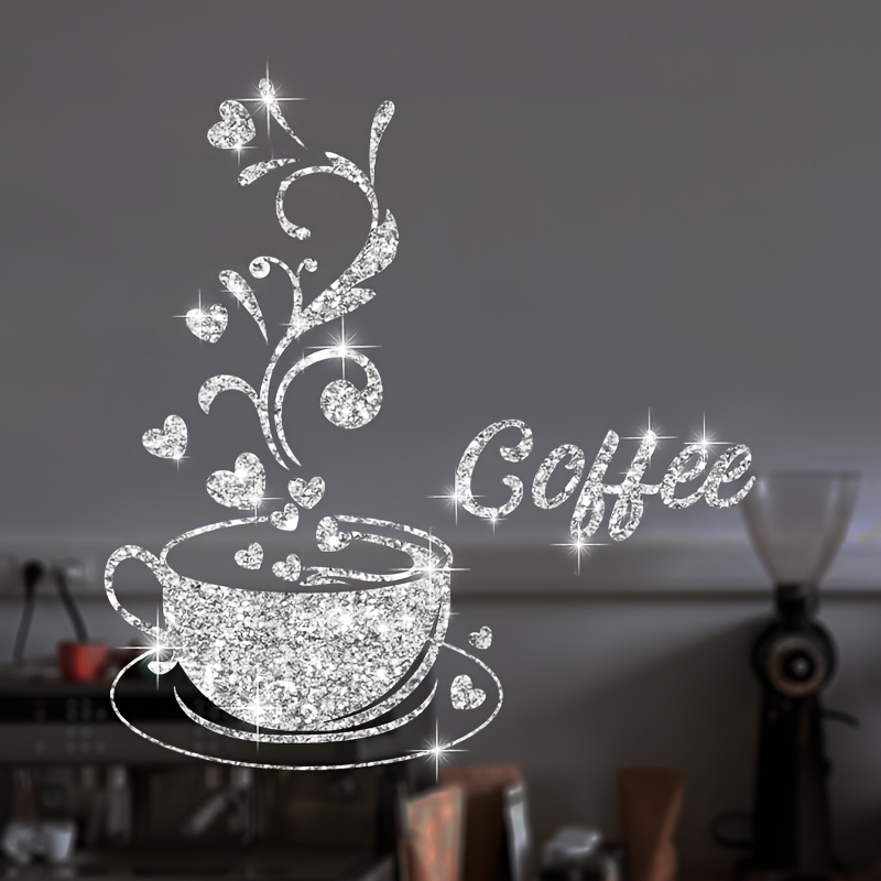Image of Creative Coffee Cup Wall Stickers - Decals, Self-adhesive Suitable For Glass And More, Perfect For Decorating Home Offices, Cafes, Or Restaurants, Easy To Apply - Waterproof
