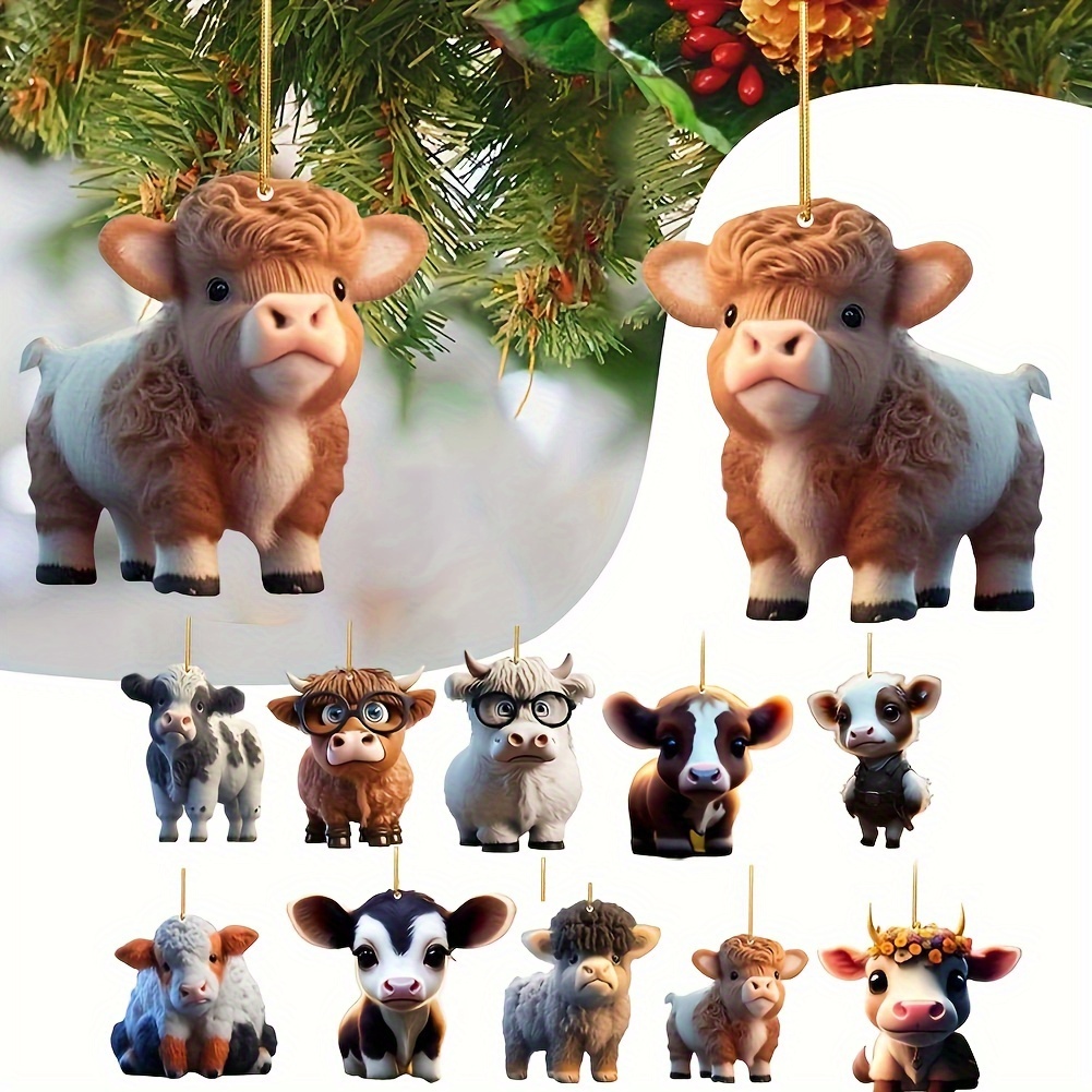 

[ ] 10pcs Set Of Tree Ornaments - Double- , For Decor