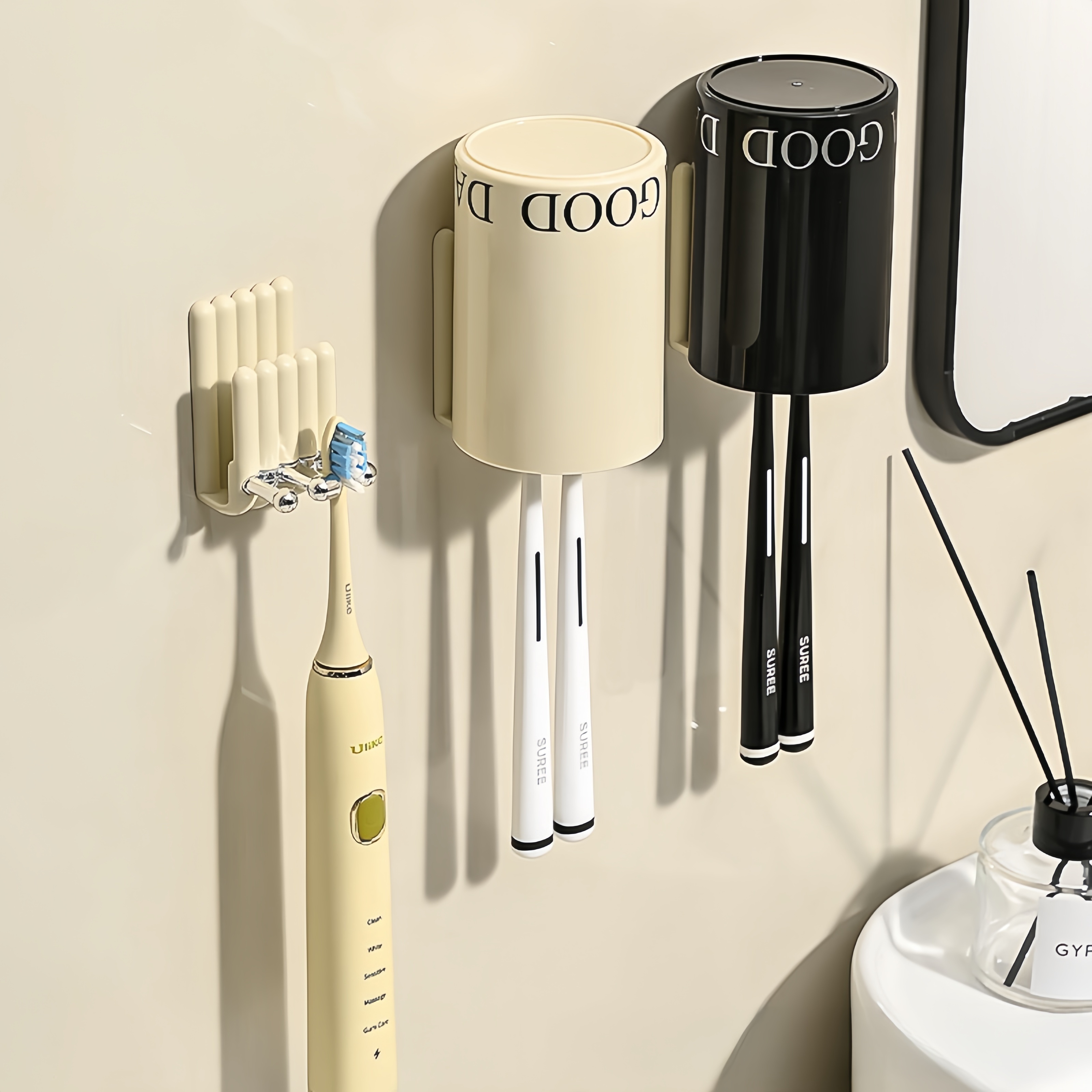 Portaspazzolino Elettrico Da Muro In Acciaio Inox - Supporto Adesivo Per Testine Spazzolino Elettrico E Manuale