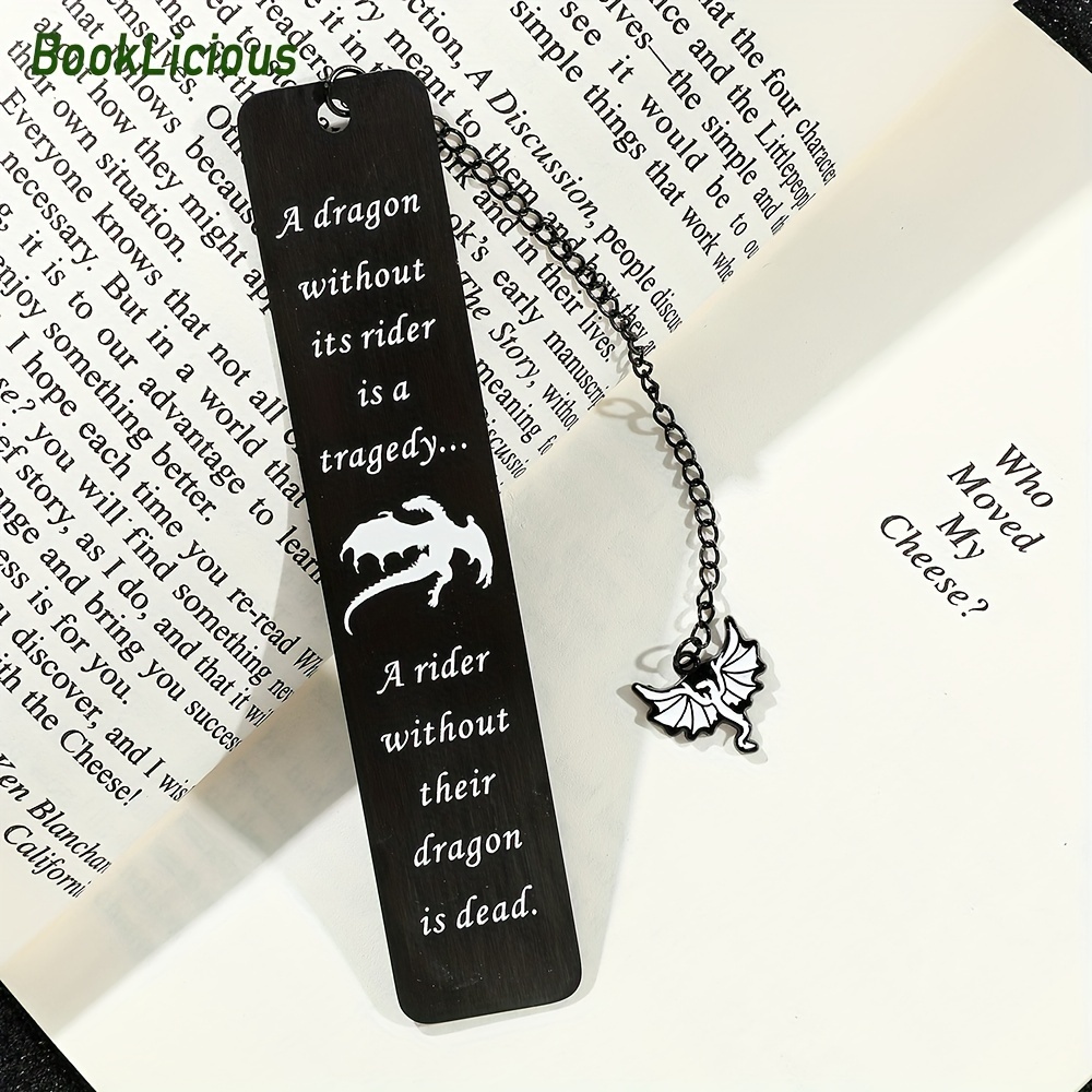 1pc Black Fourth Wing Bookmark, Funny Stainless Book Lover Page Marker, Birthday Gift For Teachers, Boys, Girls, Men, Women