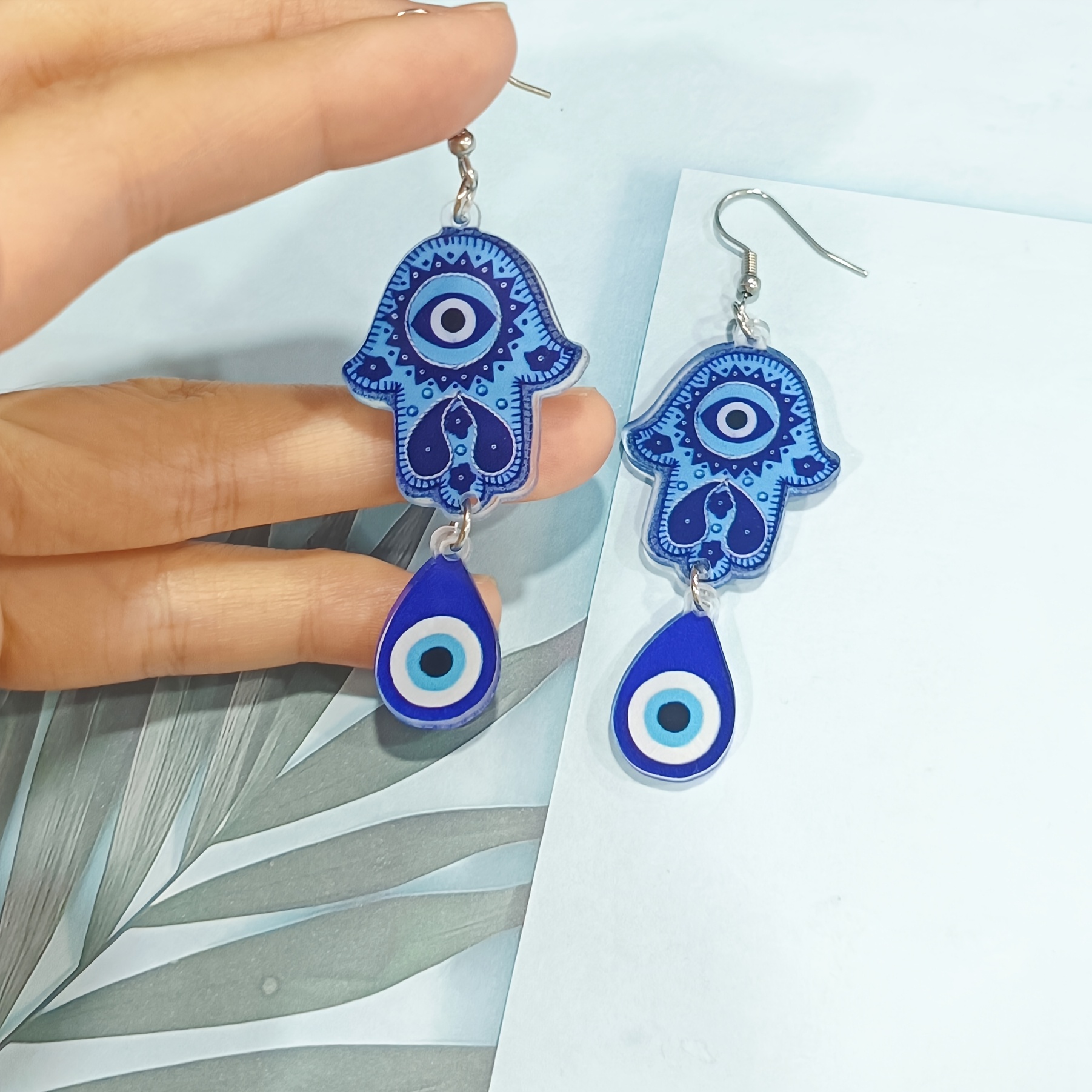 TEMU Orecchini Pendenti Donna Moda Creativa 2D , Acrilico 2D , NON 3D, di Occhio del Male Stile Blu Stile Occhio Singolo dei Morti - Ideali per dei