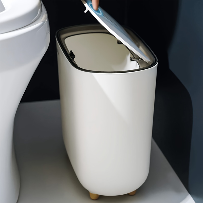 

1pc Slim With Lid, Ideal For Bathroom & Narrow , Light Luxury Slit Trash Can