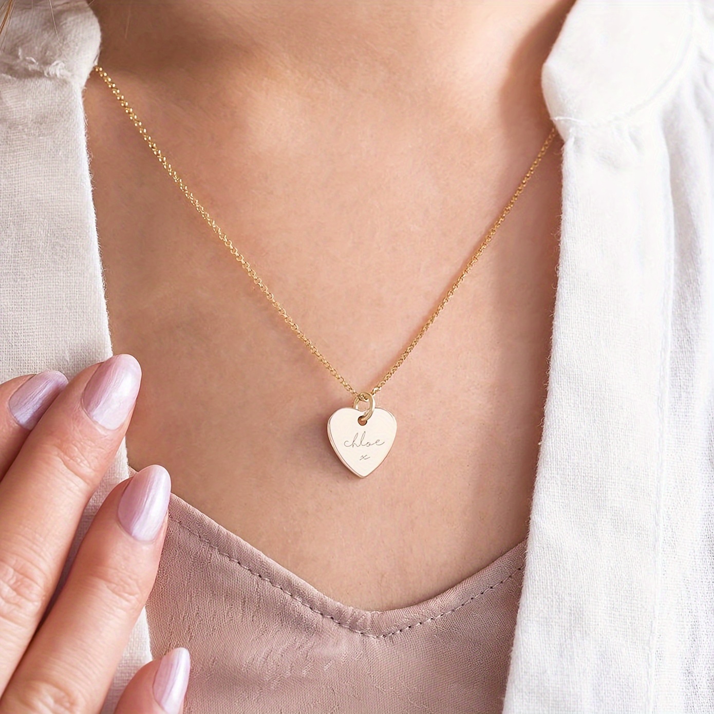 

Elegant 18k Gold-plated Heart Pendant Necklace - Customizable Stainless Steel Name Chain - Luxury Personalized Jewelry For Women, Ideal For Engagement, Christmas &