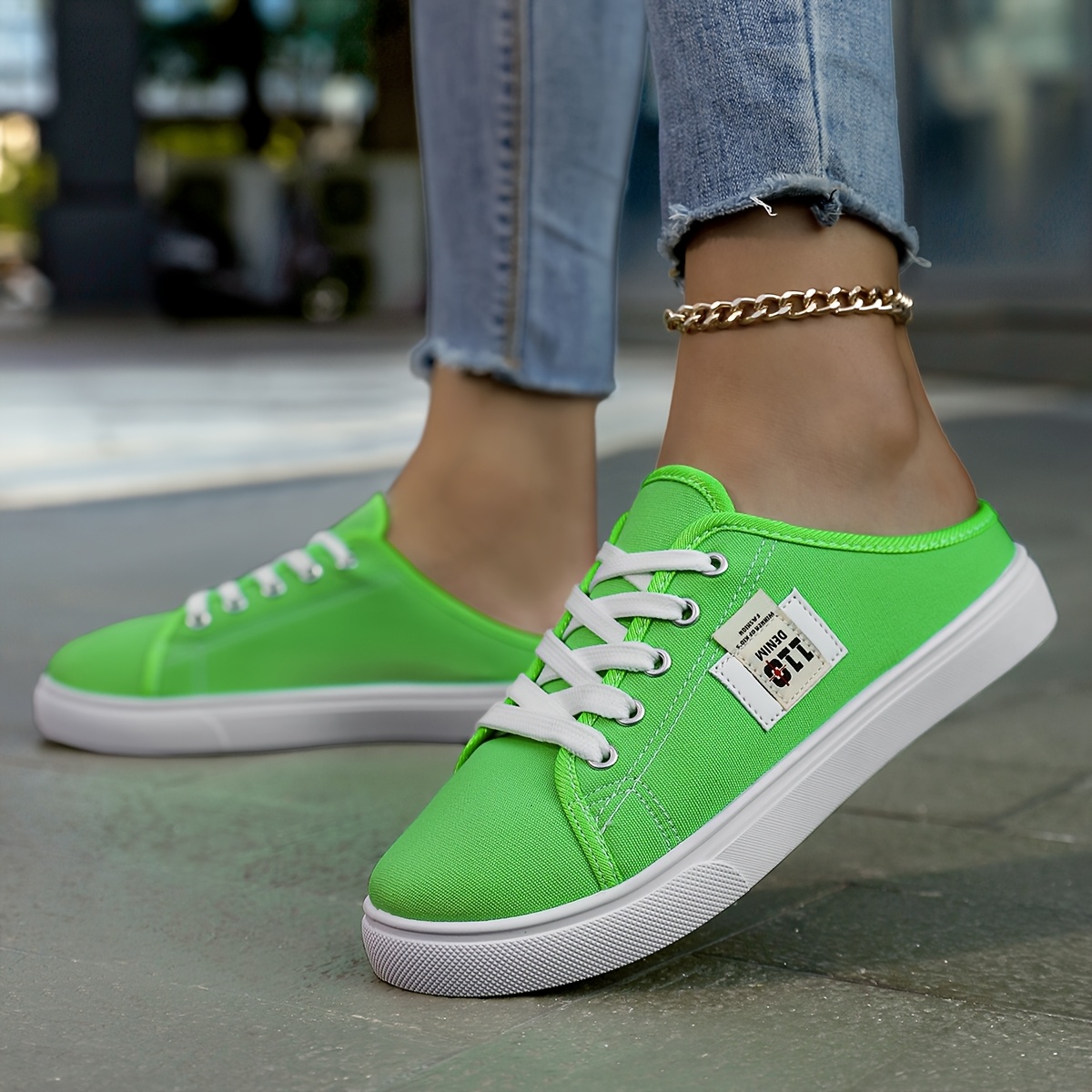 knee length dresses for ladies Lime green suede pointed ballet flats main image 0