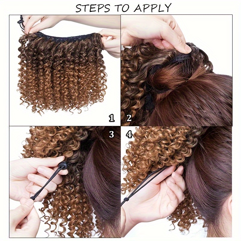8 inch short   ponytail extensions for synthetic afro hair with 2 clips multi color options light brown to dark red secure drawstring closure for     ponytail hair extensions details 8