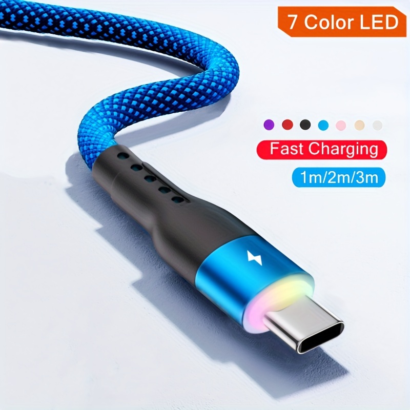 

7 Color Led Lighting Usb C Cable Type C Fast Charging Data Cable For Samsung Xiaomi Vivo Oppo Redmi Usb Type C Fast Charging 1m/2m/3m