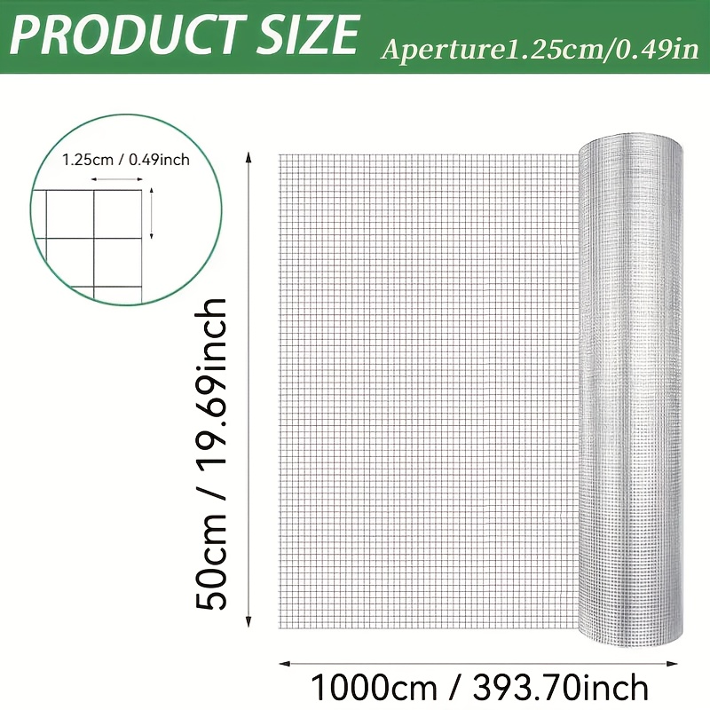 1pc Welded Galvanized Chicken Wire Fence, -plated Garden Netting For Poultry Protection, Flower And , Poultry Protection Fence, Durable Mesh Design, Galvanized Metal Mesh, Garden Mesh Panel, Backyard