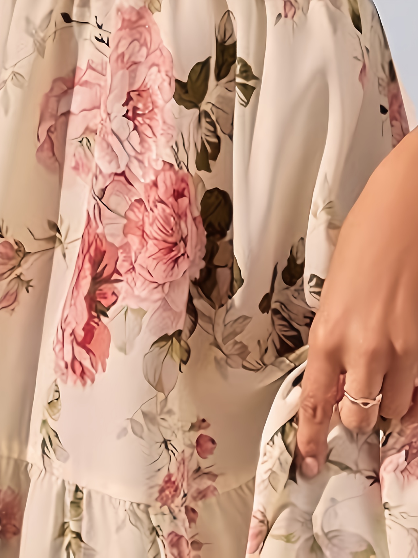 Women's Cold Shoulder Floral Print Dress | Criss Cross Neckline, Loose Fit Short Sleeve, Summer Casual (Size L)