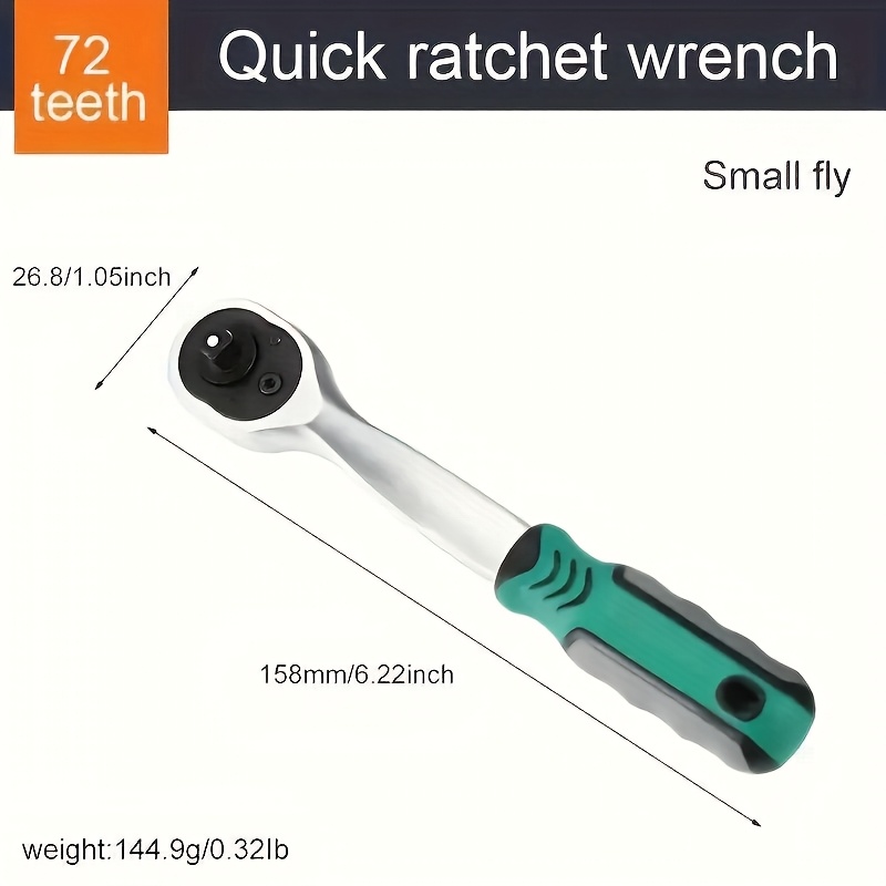 E-shop 72 Zahn 1/4" Ratschenschlüssel-Set mit einziehbarem Griff, Schnellverschluss, Doppelkopf-Gewindeschlüssel, Drehmomentwender, Mechanische