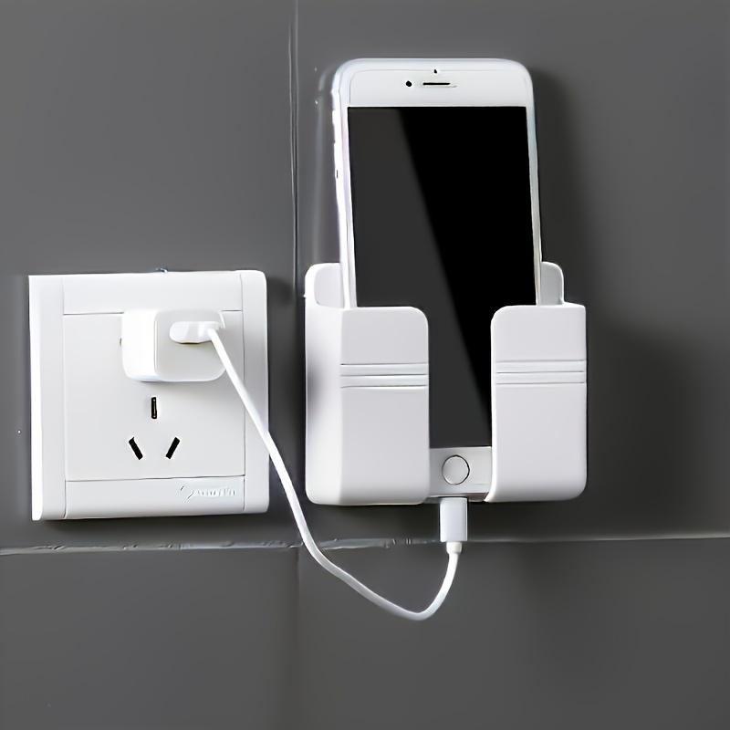 TEMU 1-2 piezas Soporte de Teléfono para Pared, Material PC Adhesivo, Organizador de Control Remoto Sin Perforación - Adecuado para Baño, Cocina,