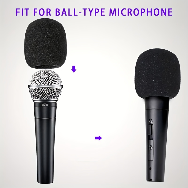 TEMU 2pcs Dust And Saliva-proof Microphone Foam Cover - Thick And Soft Anti-spit Net, Suitable For Handheld Microphones, To Enhance And Dust
