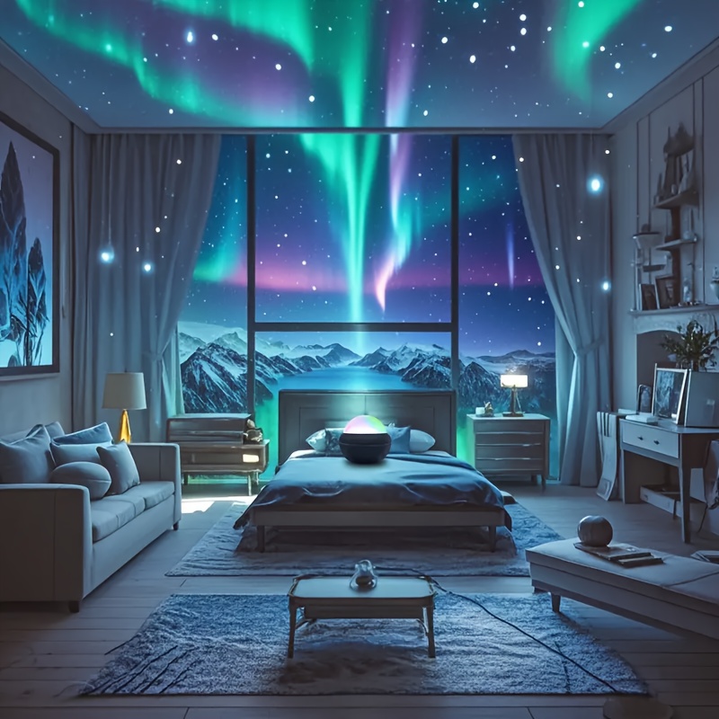 aurora   usb powered   projector with northern lights remote controlled adjustable brightness   bedroom game room   details 5