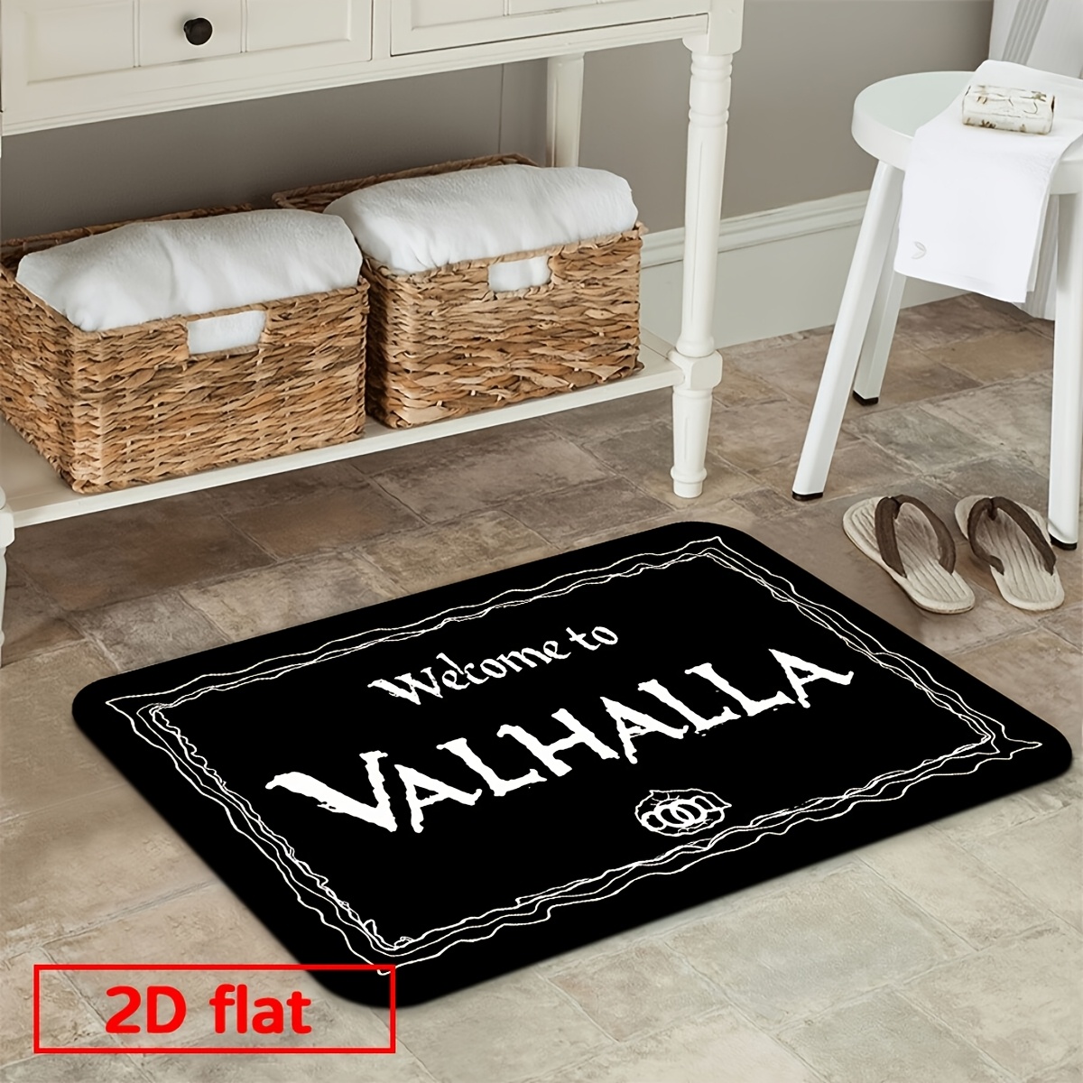 TEMU 1pc "welcome To " Suitable For/ Entryway, Soft Machine-washable Non-slip Flannel Mat With Lettering, Suitable For Christmas/thanksgiving Decor,