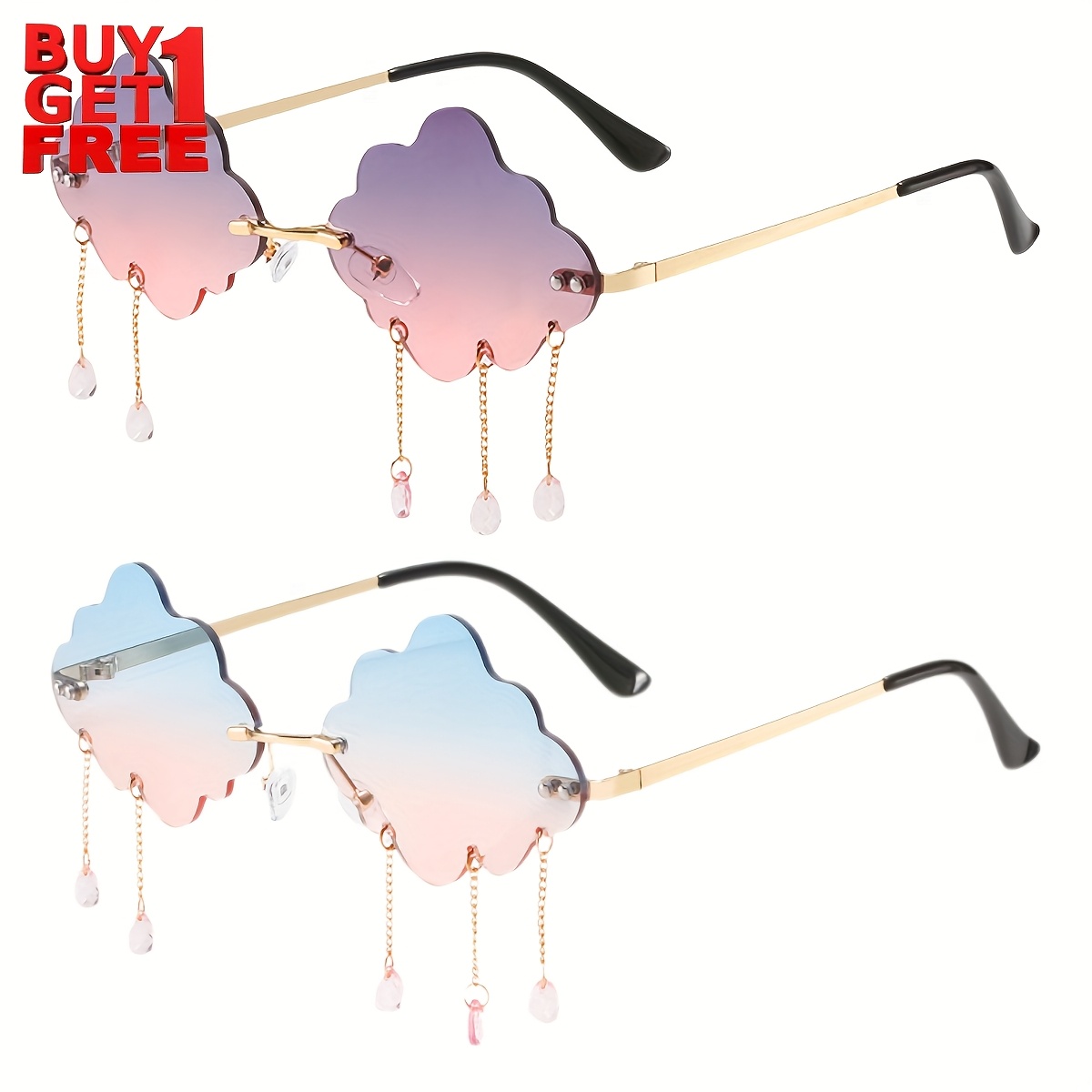 

2pcs Clouds Plus Design Metal Fashion Glasses Suitable For Activities, , Birthday Gifts, Photography, Style Y2k