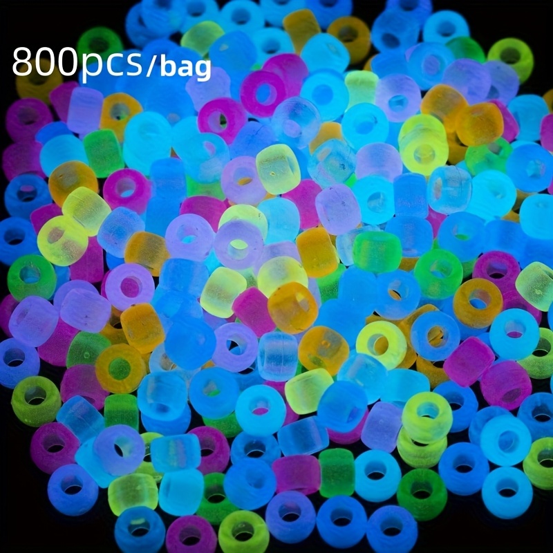 -the-dark Beads Set - 6x9mm Multicolor Pony Beads For Bracelets, Necklaces And Hair Braiding