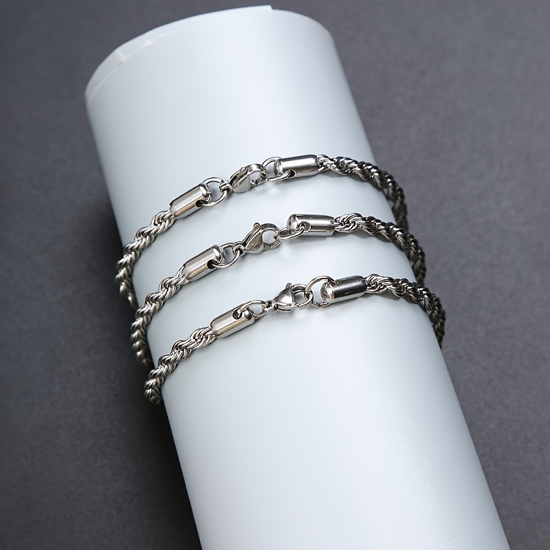 LMNZB Stainless Steel Twisted Rope Chain Bracelet, Unisex