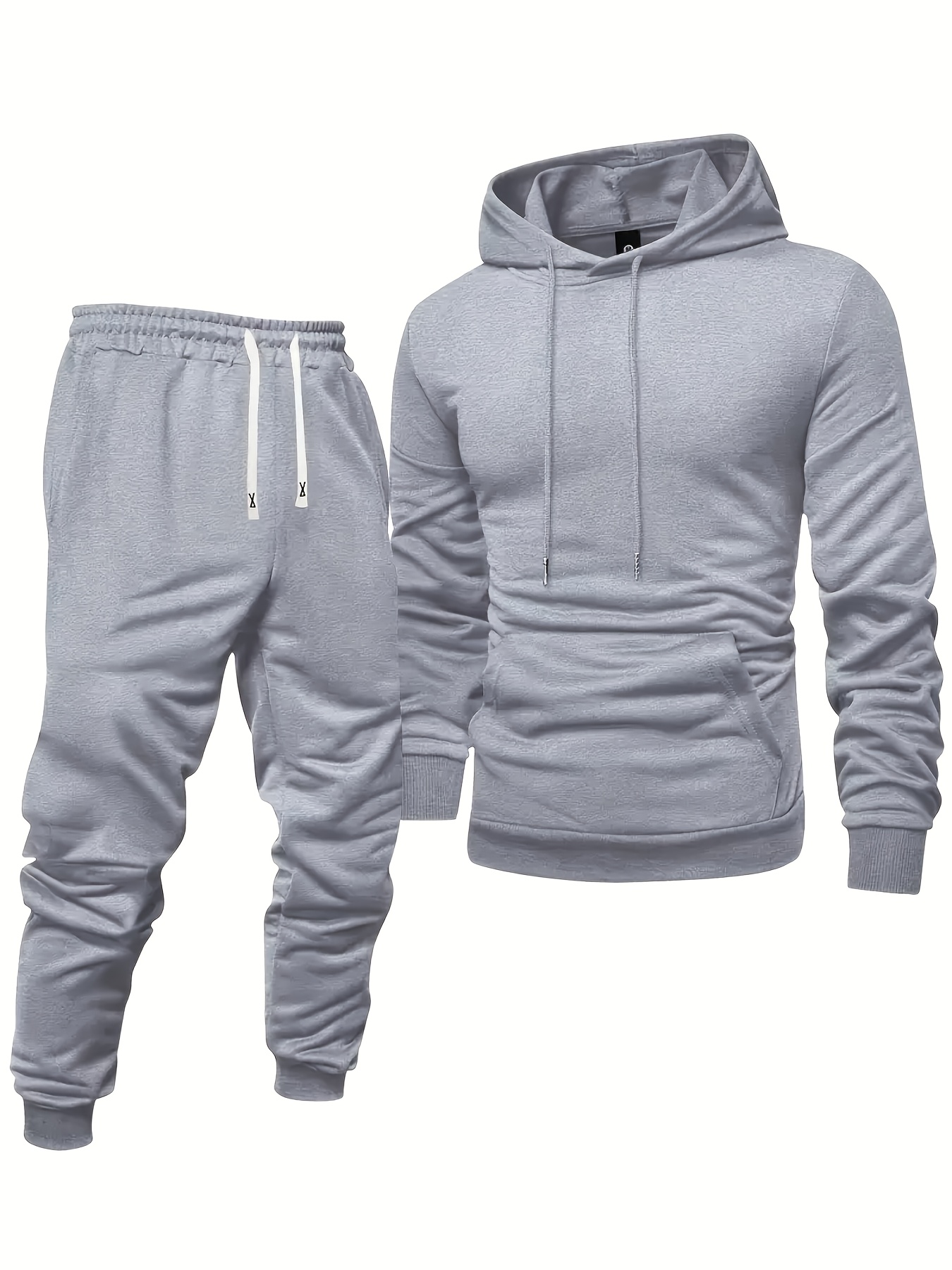 customer   mens casual sports set long sleeve hoodie and drawstring sweatpants solid color polyester blend machine washable   for spring autumn leisure style conventional version spring autumn