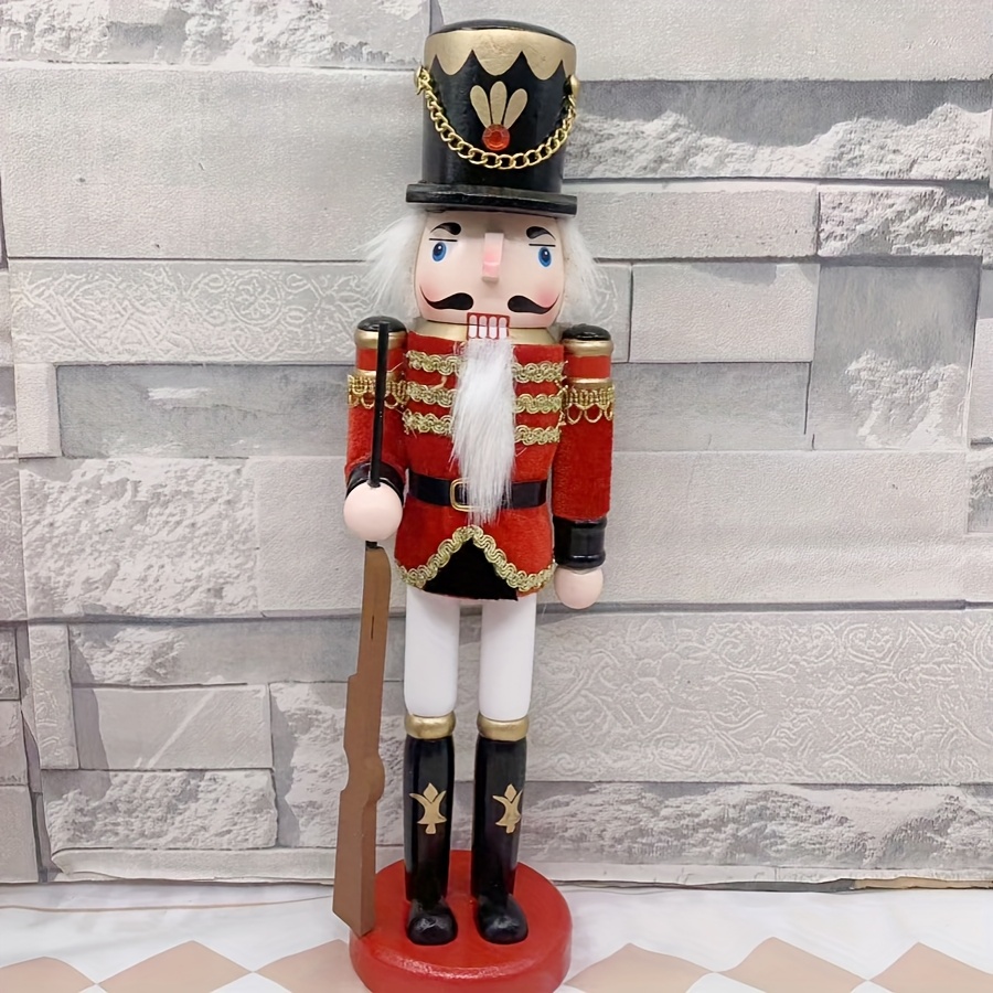 TEMU 1pc 30cm 12inch Claasicchristmas Decor Wooden Nutcracker Soldier, Christmas Home Decor Wooden King Nutcracker,home Decor Table Decor Decor Room