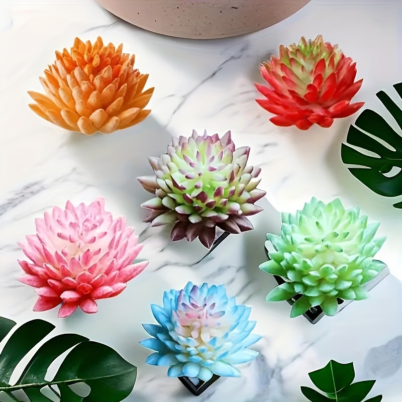 

3 Mock Succulents - Perfect Indoor Greenery Decoration For Home And Office - Plastic Potted Artificial Plants With Realistic Details, Decorative Flowers