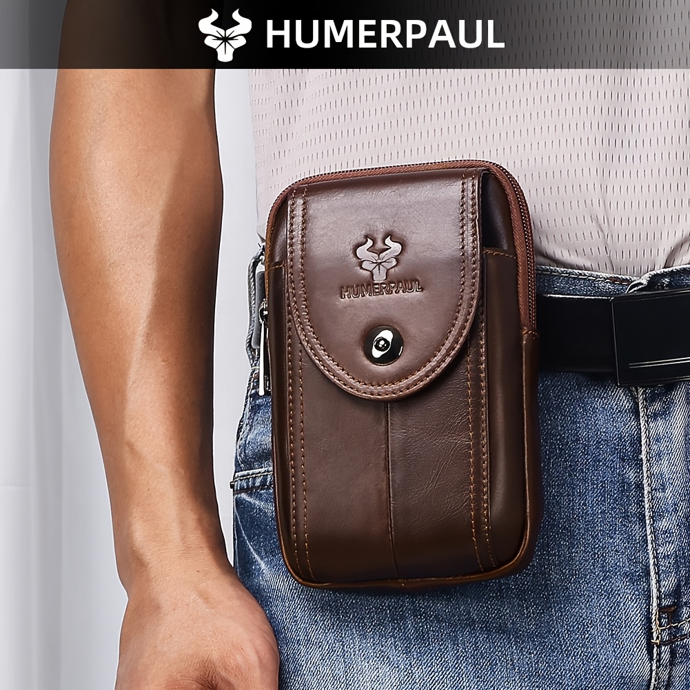 Image of Humerpaul Genuine Leather Waist Bag | Top Layer Cowhide Multi-functional Travel Chest Bag, Retro Crossbody And Shoulder Bag, Backpack, Mobile Phone Waist Bag - Suitable For Travel And