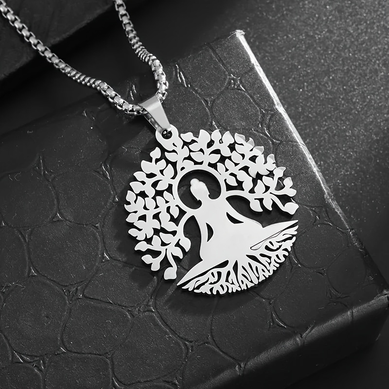 Hollow Meditation Tree Of Life Pendant Necklace, Unisex Gift