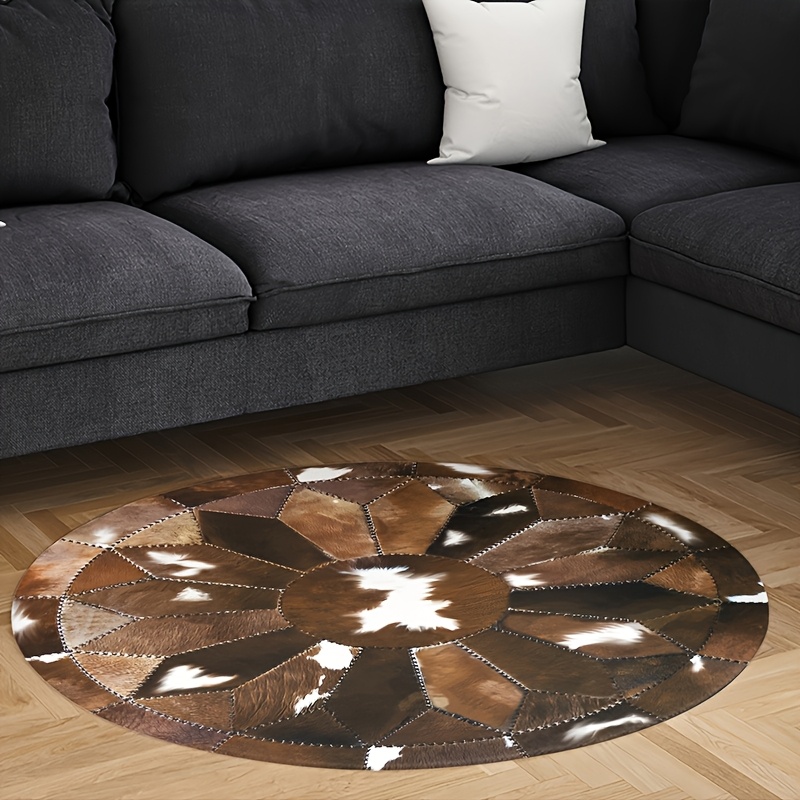 TEMU 1pc Vintage Round Area Mat, Adds Unique Charm To Your Home, Suitable For Living Room, Bedroom, Entryway, Home Decor, Perfect Christmas