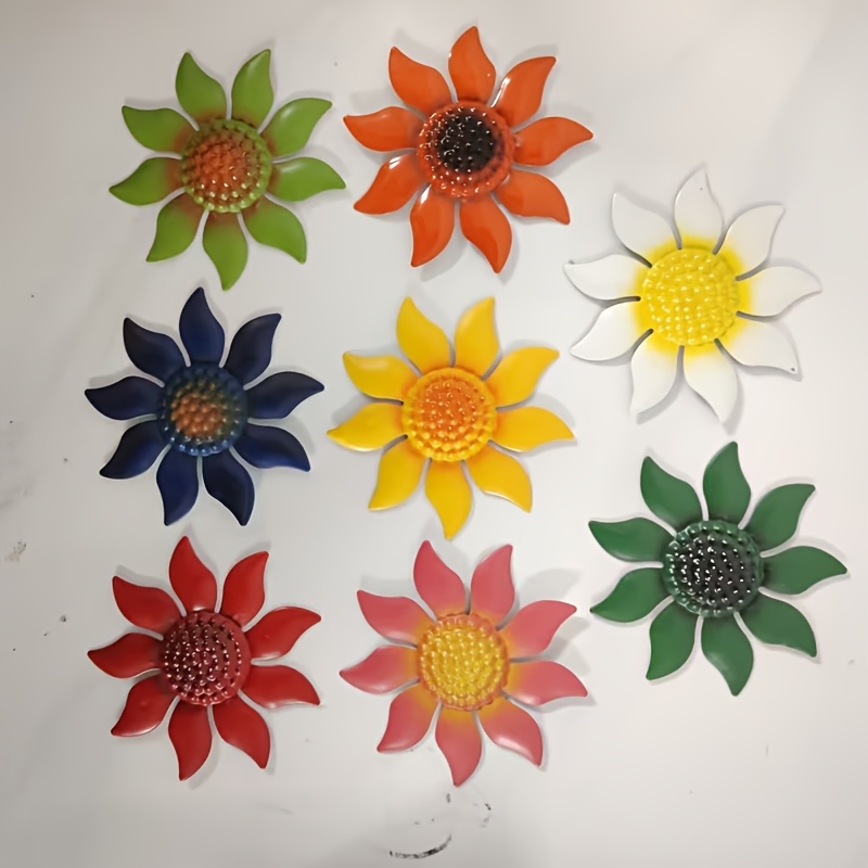 Image of 8 Styles Of Vibrant Metallic Faux Flowers Wall Decor, Suitable For Indoor And Outdoor Decoration - Ideal For Home, Living Room, Wedding Arrangements, And Festive Celebrations