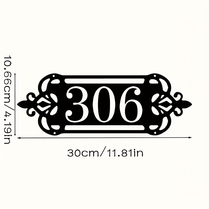 TEMU 1pc Personalized Custom Metal Nameplate - Art Outdoor House Number & Street Sign, Durable Metal Wall/surface Mounted Plaque, No Power/battery