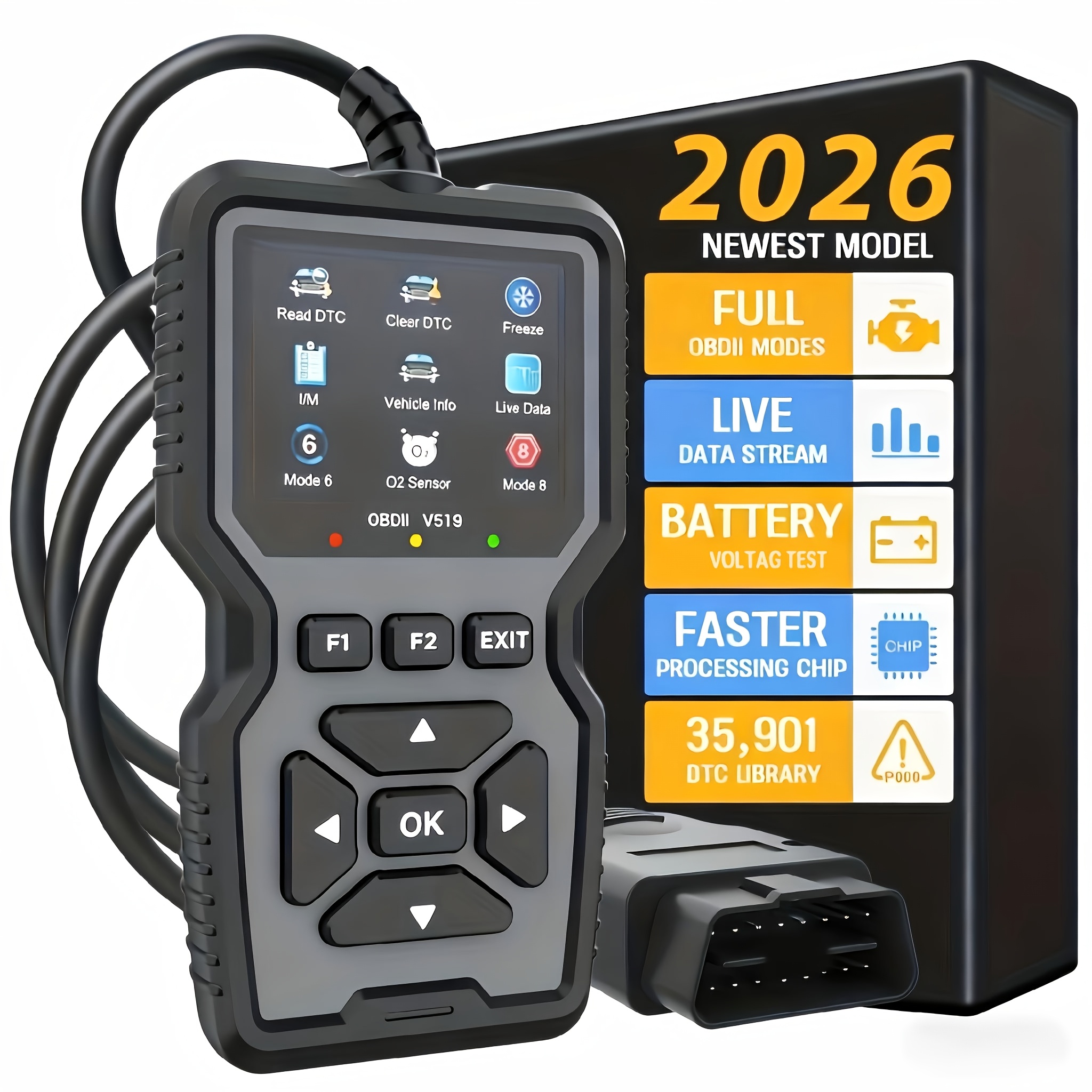 TEMU Professional Diagnostic Scanner Tool, Usb Powered, Engine Fault Detector, Code Reader, Battery Tester, I/m Readiness , Code Eraser, Supports 10