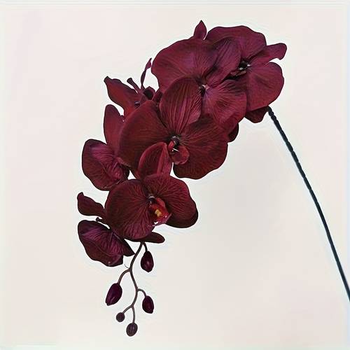 2 bouquets of 18 stems of burgundy black realistic orchids never fading plastic lantern flowers suitable for indoor outdoor wedding party decoration garden home decoration ultra realistic weather resistant