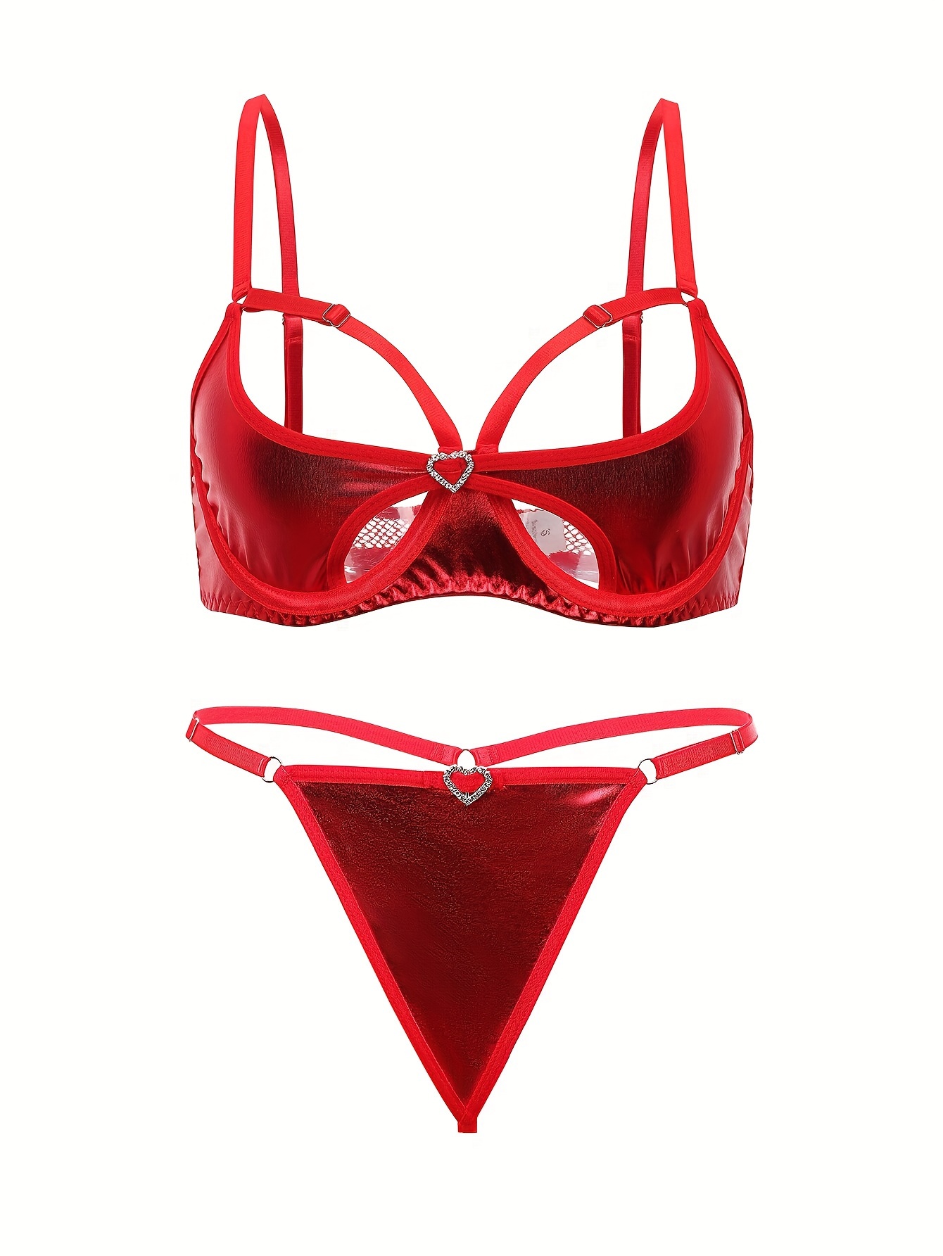 Bras for Women Sexy Lingerie for Women Women Sexy Steel Ring PU Pajamas  Sexy Underwear Sexy Lingerie Women's Lingerie Lingerie Set on Sale  Clearance Red,S 