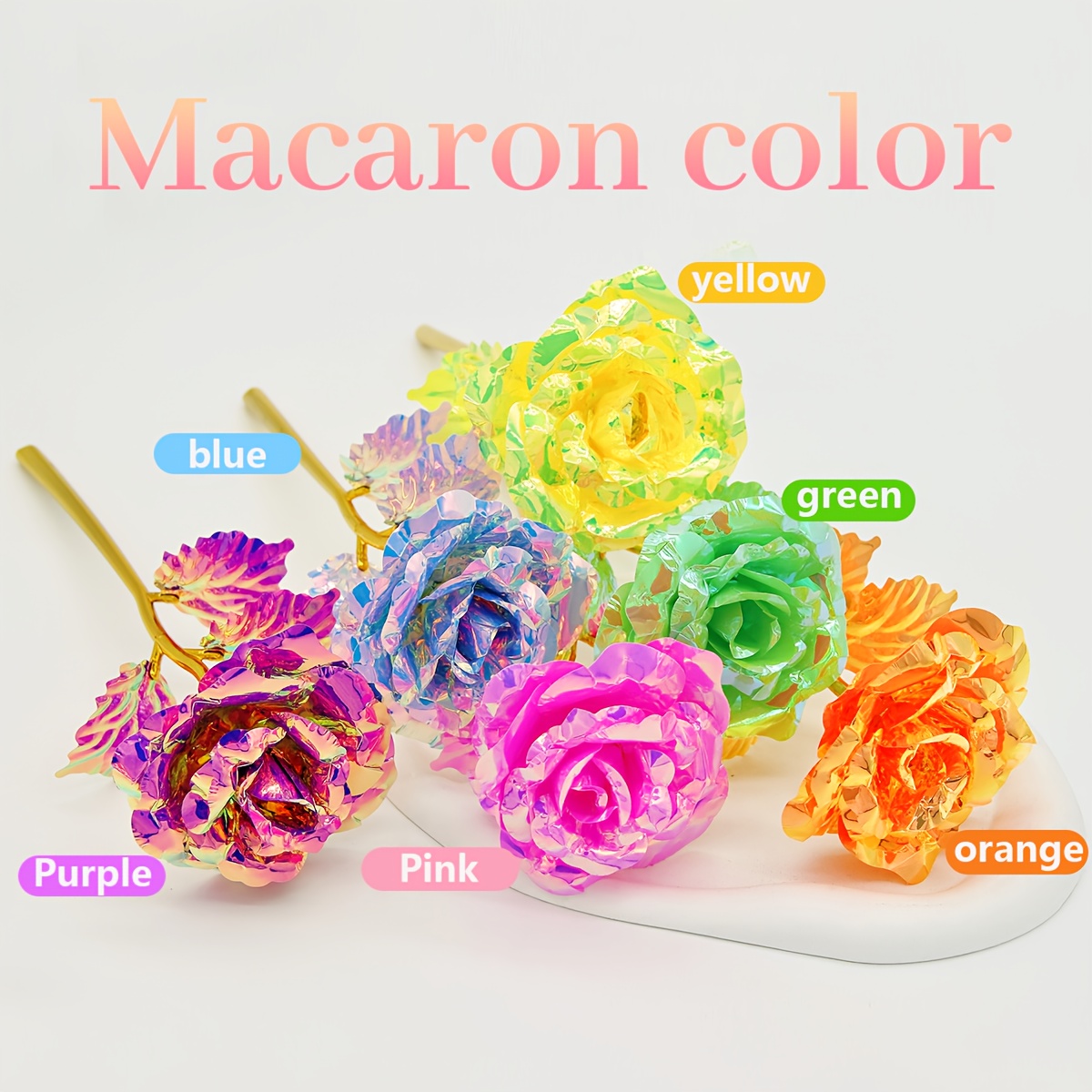 

18pcs Vibrant Macaron Color Artificial Rose Set With Accents - Ideal Gift For Girls, Day, Weddings, Valentine's, Anniversaries & Birthdays