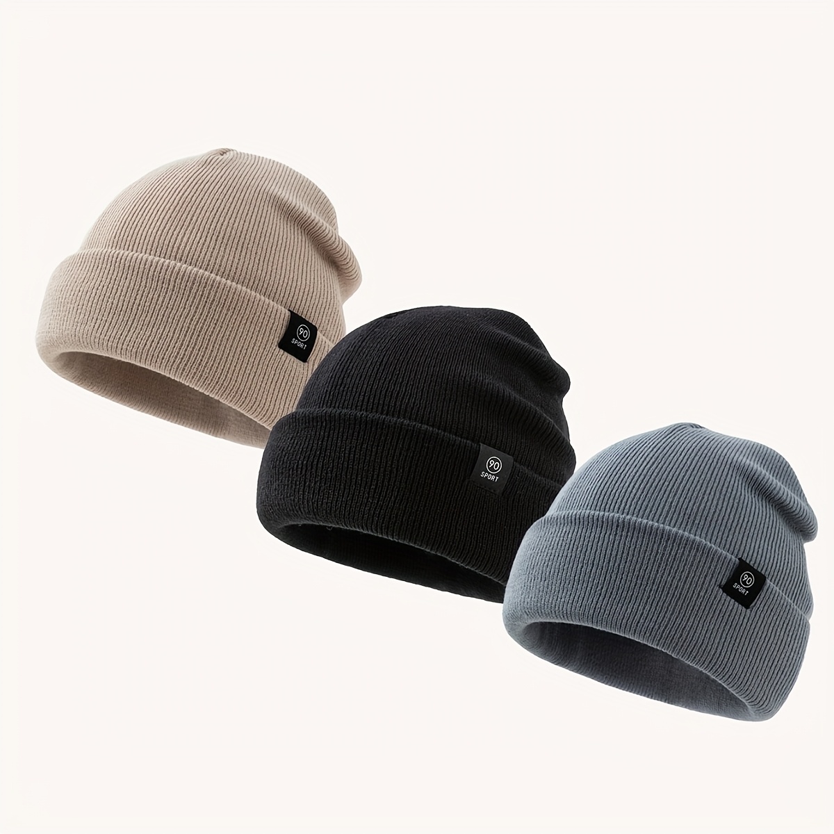 TEMU Pack de 3 Bonnets Unisexes Bord - Chapeaux Sportifs Extérieurs, Bonnets Décontractés Toutes