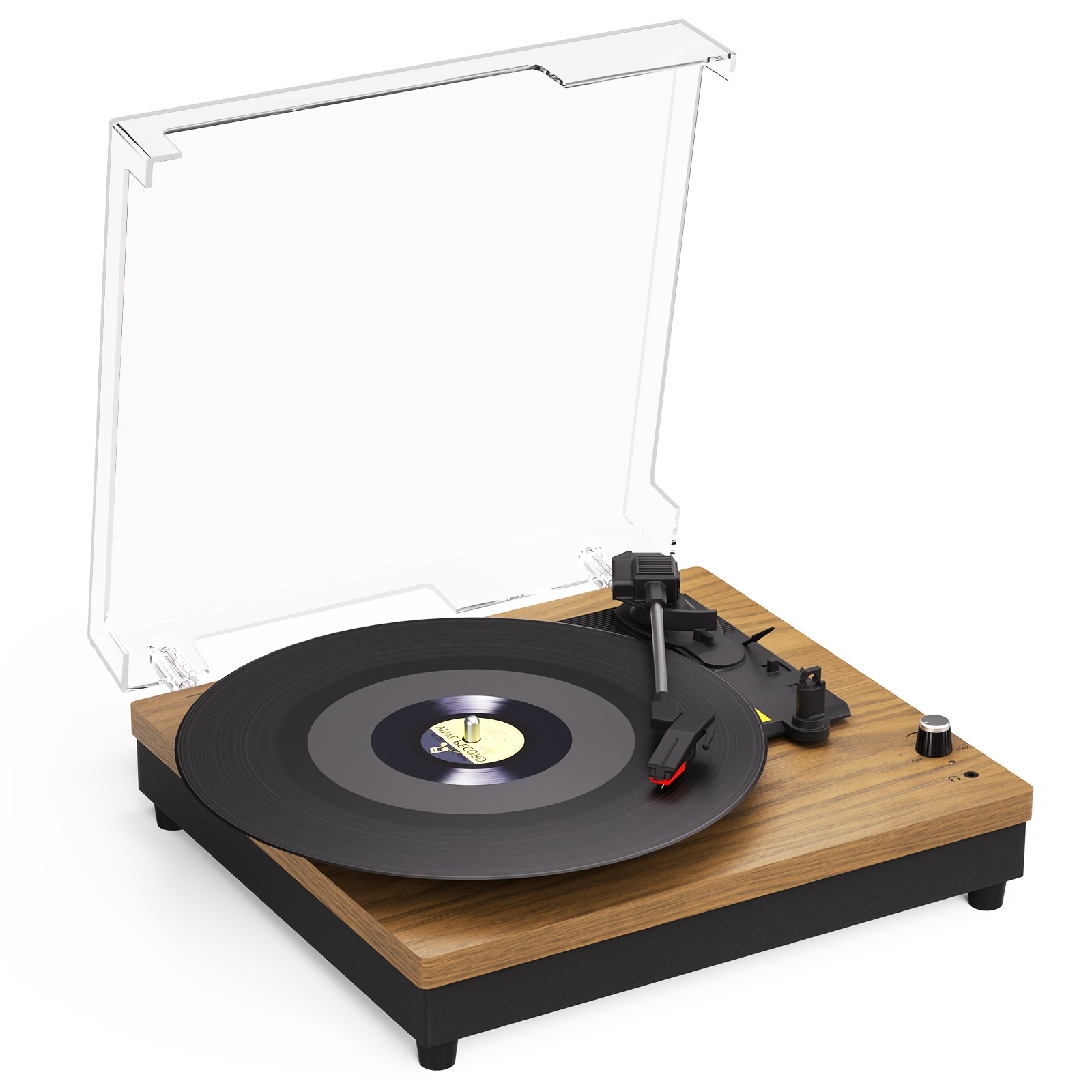 TEMU Plaque Tournante Vinyle, Disque Gramophone, Stéréo Haute , Haut-Parleur Intégré, 3 Vitesses, Gramophone Vintage à Entraînement par Courroie,