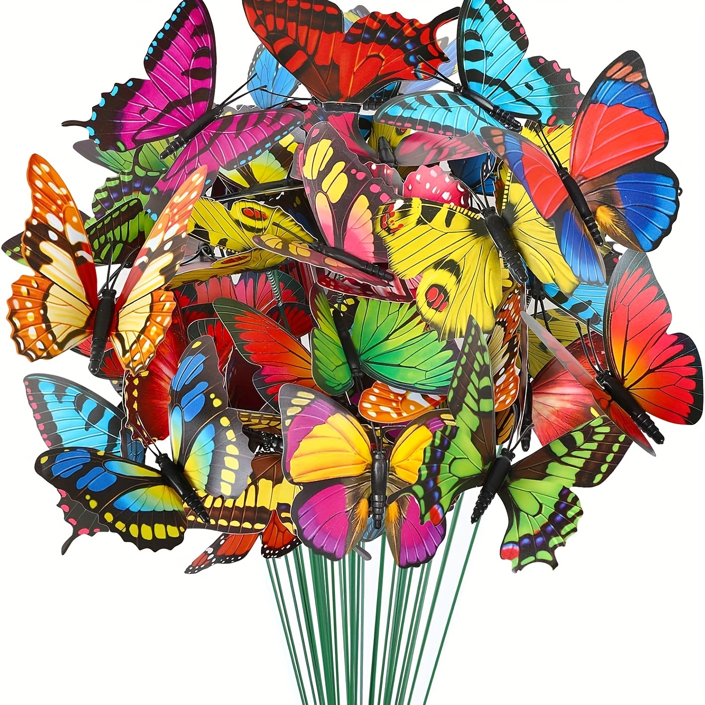 

30pcs Artificial Butterfly Garden Stakes - Plastic Outdoor Holiday Decorations For Valentine's Day, Graduation, Spring & Summer - Freestanding Flower Themed Yard Ornaments Without Electricity