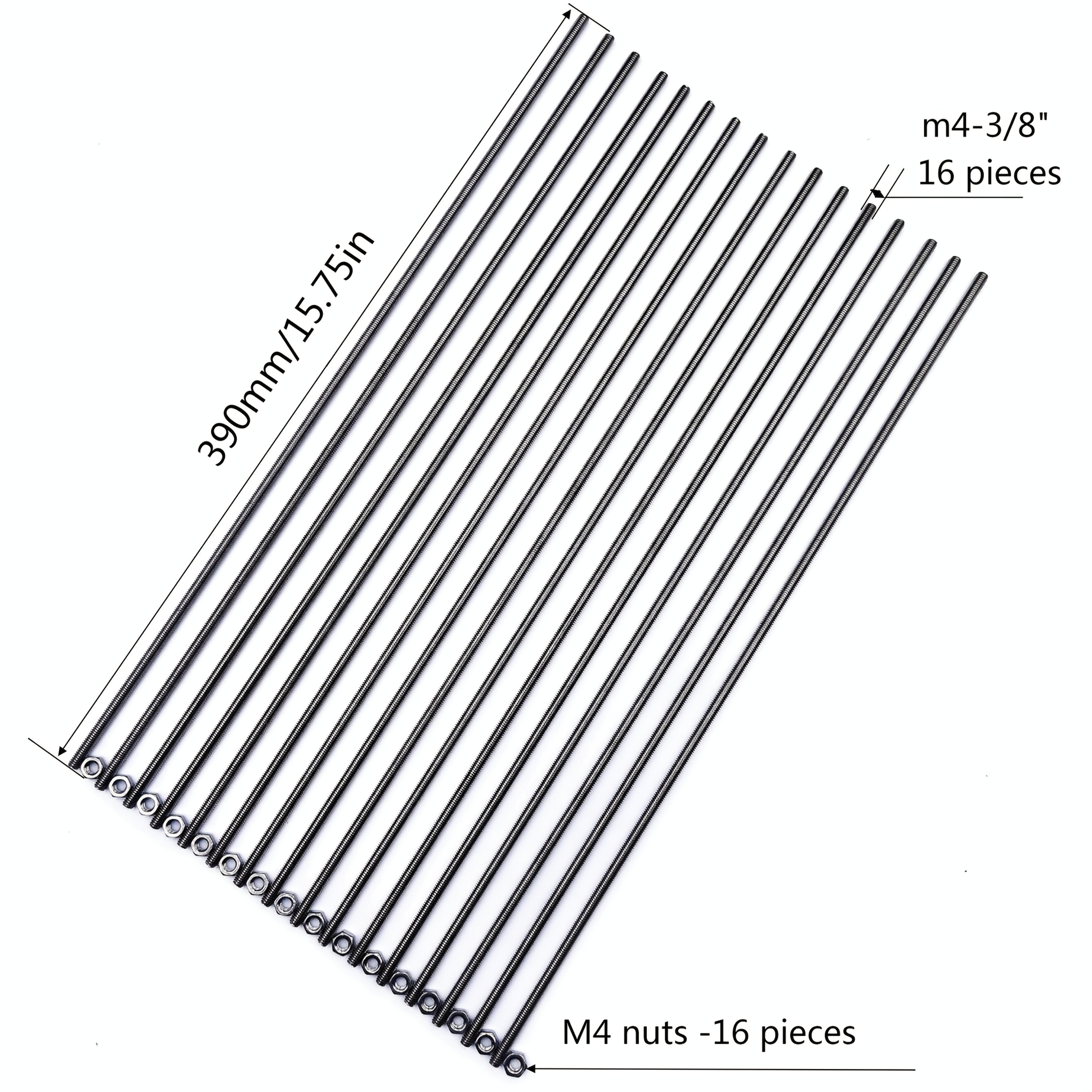 Image of 32pcs, 8/32 "m4 Stainless Steel Rod And Hex Nut - Perfect For Fairytale Garden Stakes And Crafts - Corrosion Resistant, And Cut - Perfect For (300/320/330/350/390/mm Length)