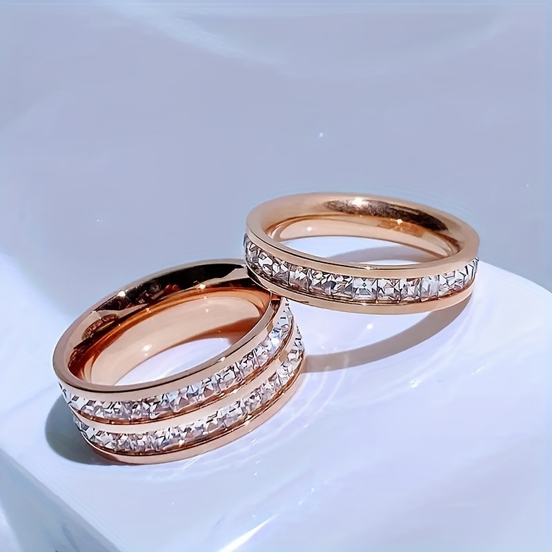 

2 Fashionable Stainless Steel Zirconia Decorative Rings For , Perfect Gift For Her Parties, Holidays, Birthdays, Anniversaries, And Anniversaries