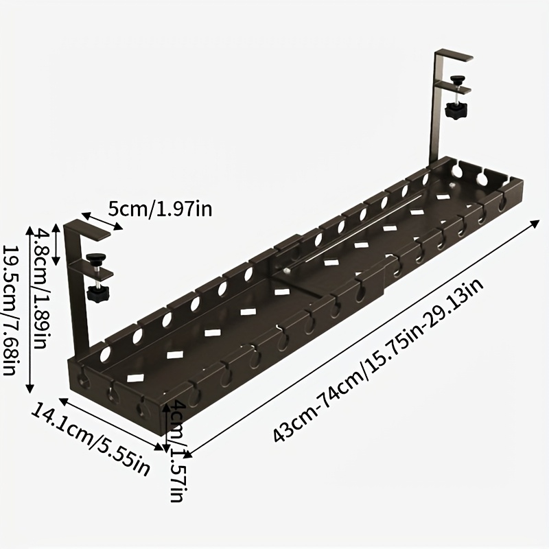 Image of 1pc Under Desk Cable Management Tray, Under Desk Cable Management With Clamp Mount, Desk Cable Tray With Cable Organizer And Office Desk Cable Organizer, Desk And Drawer Organizer For Home Storage