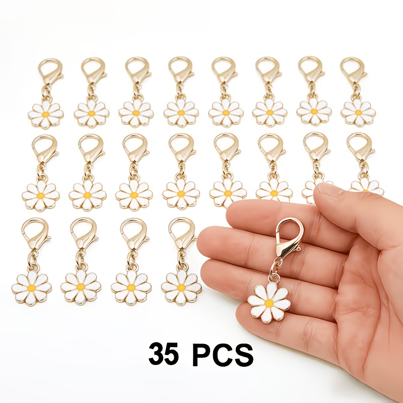TEMU Porte-clés décoration fleur de marguerite 35pcs, de dame , ajouts de mode, porte-clés charm élégant, porte-clés décoratif de haute qualité,