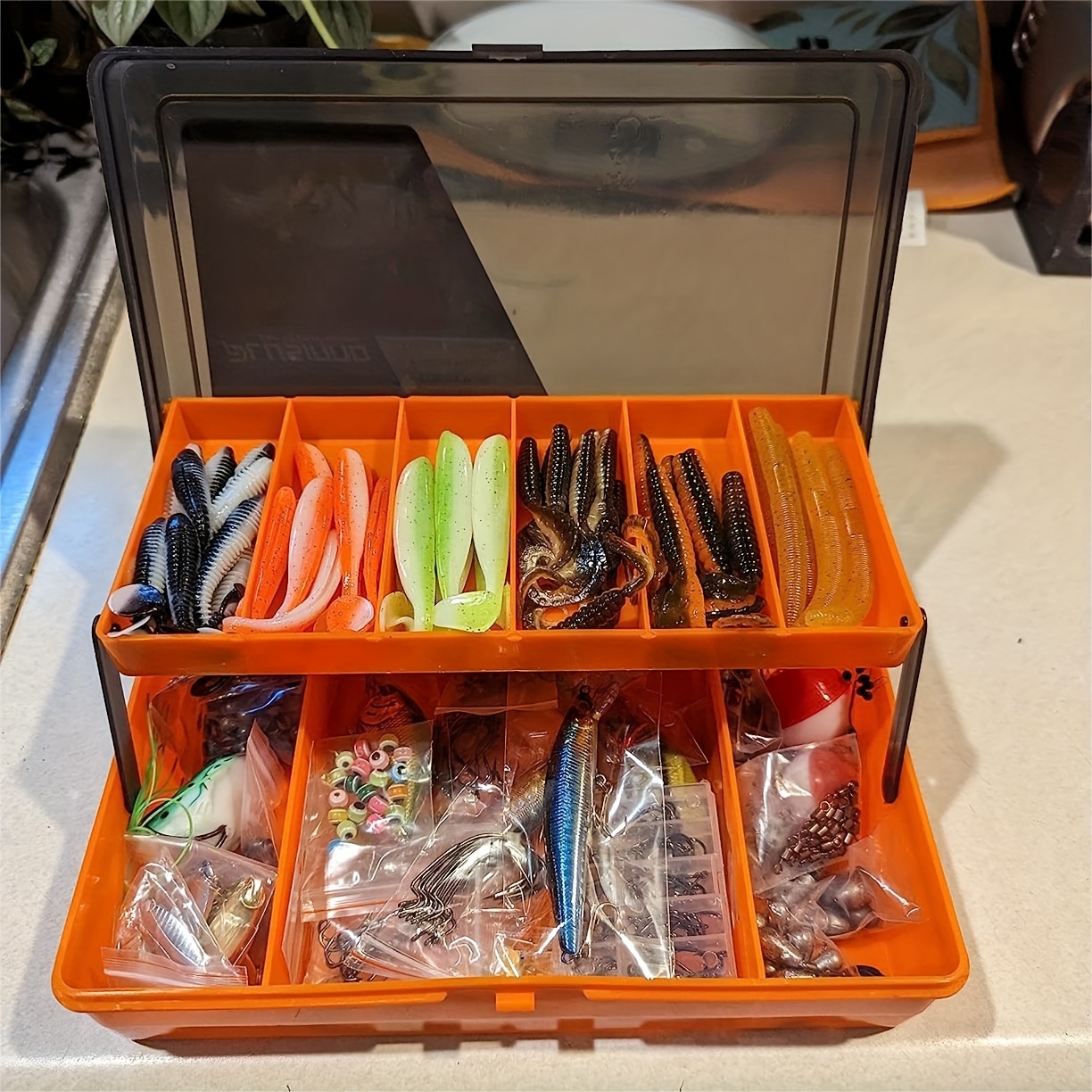 TEMU 384pcs Premium Large Capacity Complete Fishing Tackle Box For Beginners: Lures, Weights & Hooks Kit, Fishing Tackle Box With Tackle Included,